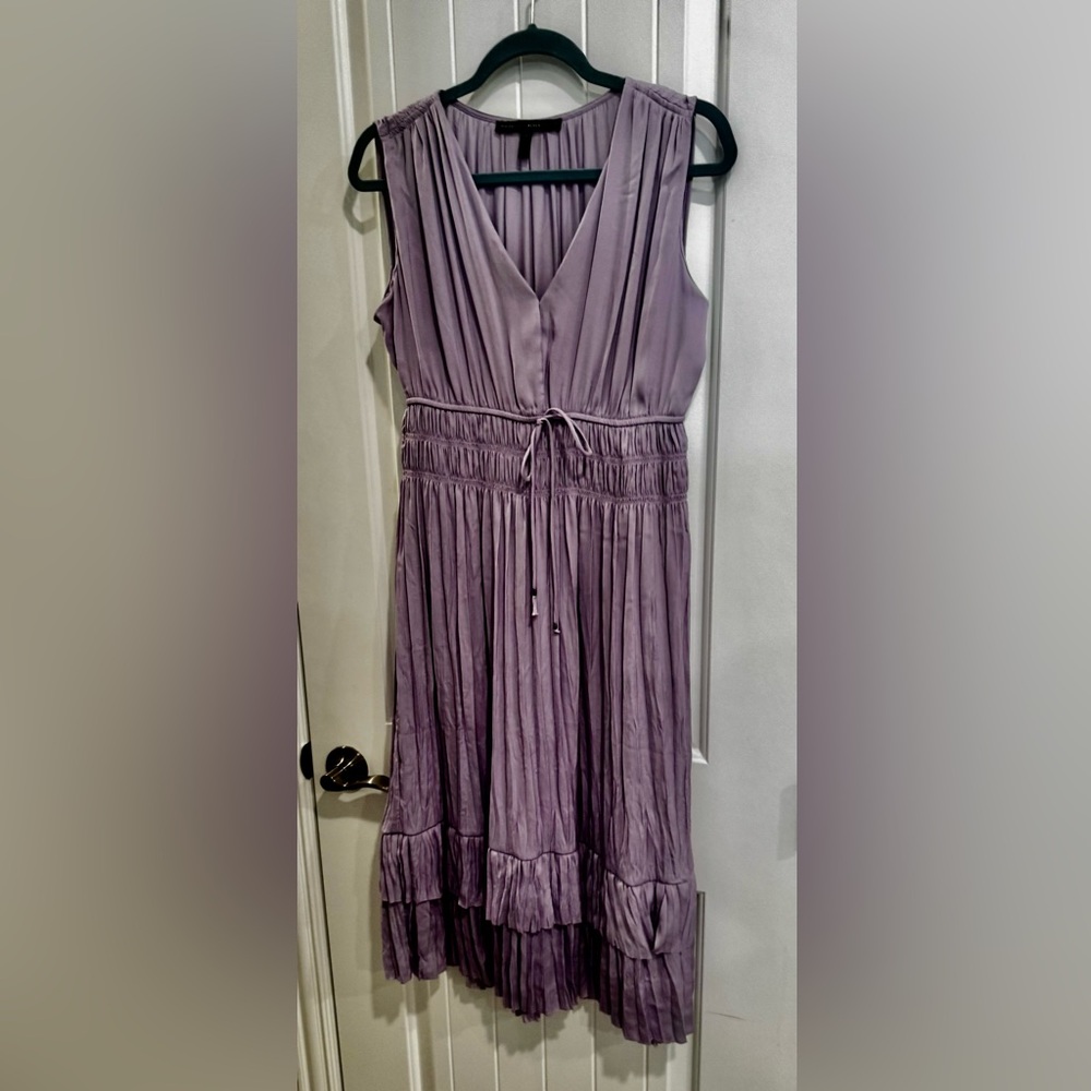 White House Black Market Purple midi Ruched Dress